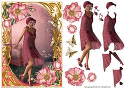 Beautiful Flapper Girl Style in Pink and Gold