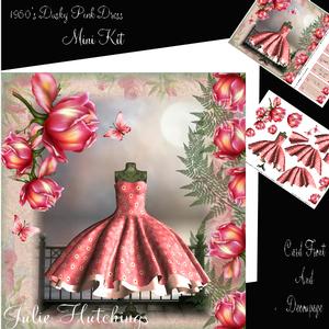 1950's the Dusky Pink Dress Card Front Mini Kit