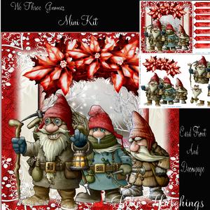 We Three Gnomes in Red Mini Kit