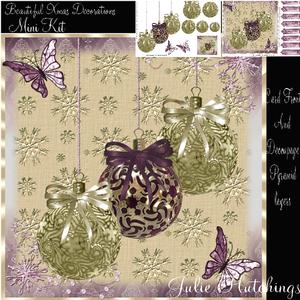 Gold and Purple Xmas Decorations Card Front