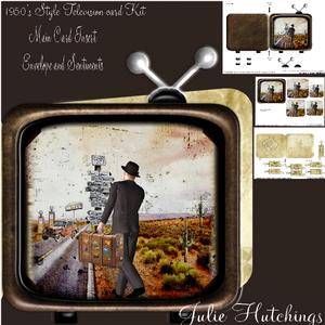 Wonderful 1950's Television Shaped Card Kit