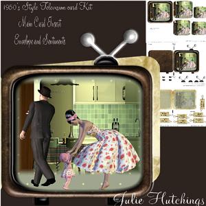 Retro Kitchen Television Shaped Card Kit