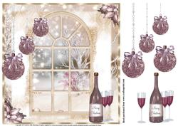 The Dusky Pink Snow Window Scene Topper