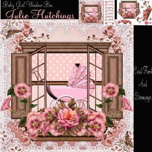 Baby Girl Window Box Card Front Mini Kit