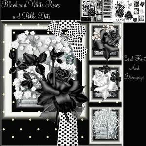 Black and White Roses and Polka Dots