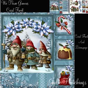 We Three Gnomes Card Front with Decoupage Kit