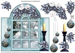Blue Christmas Shaped Window Topper