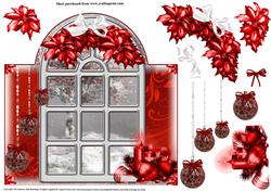 Beautiful Christmas Window Scene Shaped Topper