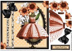 Peach Polka Dots and 1950's Dress Card Topper