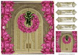 The Pink Poinsettia Wreath Door Topper