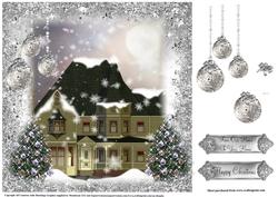 Beautiful Vintage Style Snowy House Topper