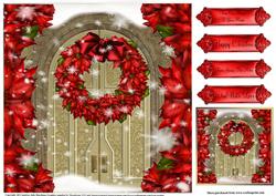 Gorgeous Snowy Red Poinsettia Wreath Door