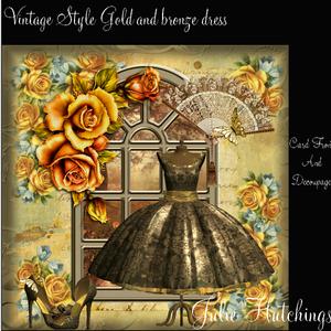 Beautiful Vintage Style Bronze and Gold Dress