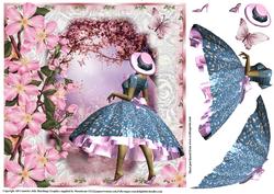 Vintage Style Beauty in a Cherry Blossom Dress