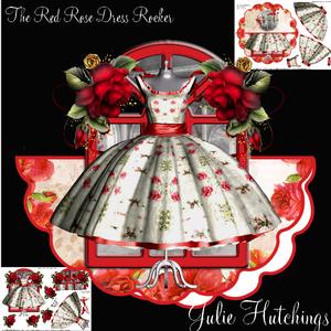 Beautiful Red Rose Dress Window Rocker Card