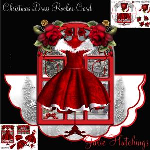 Beautiful Christmas Dress Window Rocker Card Set