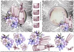 Gorgeous Pink Champagne on a Shimmering Silver Swirls