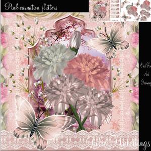 Pink Carnation Flutters Card Front Kit