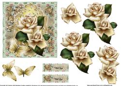 Beautiful Antique Roses Topper for 6x6 Cards