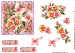 Beautiful Glowing Roses and Flutters for 6x6
