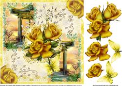 Beautiful Golden Roses 8x8 Card Topper