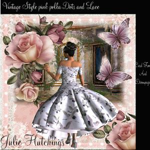 Pink Polka Dots and Lace Card Front Kit