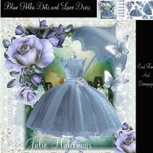 Blue Polka Dots Dress Card Front Kit