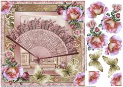 Pink Fan and Pink Roses and Flutters