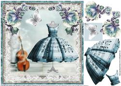 Music Dress and Blue Roses Topper
