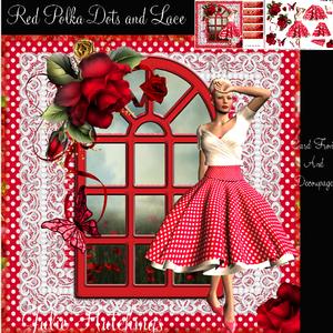Red Polka Dots and Lace Card Front Kit
