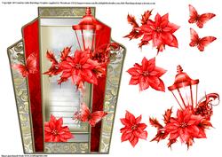 Red Poinsettia Lantern Art Deco Frame Topper