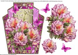 Beautiful Pink Roses in Art Deco Style Frame