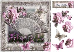 Mocha Fan and Pink Roses Topper