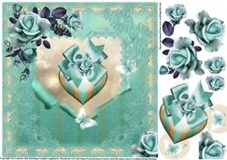Beautiful Teal Ribbon Heart Topper
