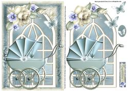 Vintage Baby Boy Pram Window Topper
