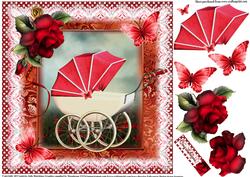 Vintage Style Red Polka Dot Pram