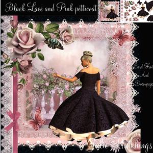 Black Lace and Pink Petticoats Card Front