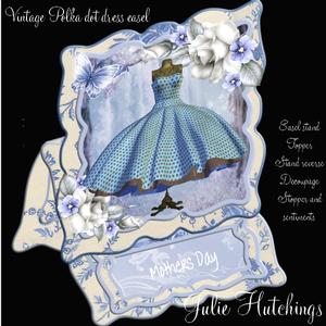 Polka Dot Blue Dress Easel Card Kit