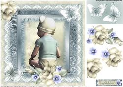 Vintage Style Baby Boy in Terry Nappy Topper
