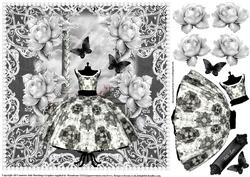Black and White Dress in a Lace Pearl Frame