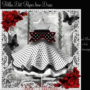 Beautiful Polka Dot Dress and Paper Bow Card Front