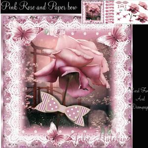 The Pink Rose and Paper Bow Card Front
