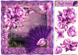 Purple Fan and Pink Roses Topper