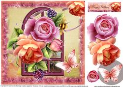 Peach and Pink Rose Window Topper
