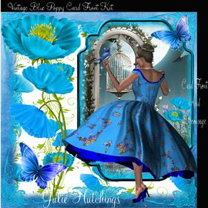 Beautiful Poppy Blue Card Front Kit