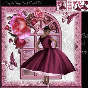 1950's Style Magenta Rose Card Front Kit