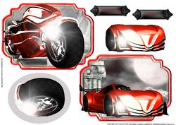 2x Sports Bike and Car Shaped Toppers