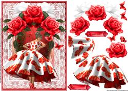 A5 Vintage Style Beautiful Red Rose