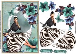 Vintage Style Teal Petunia Lady