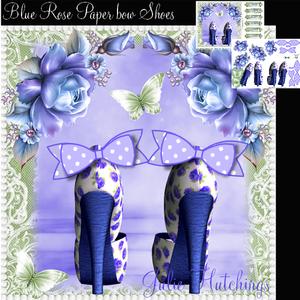 Blue Rose Paper Bow Shoes Card Front Kit